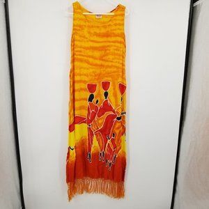 Vintage Magic India Ethnic‎ Tribal Kaftan Women's Maxi Dress Size Small